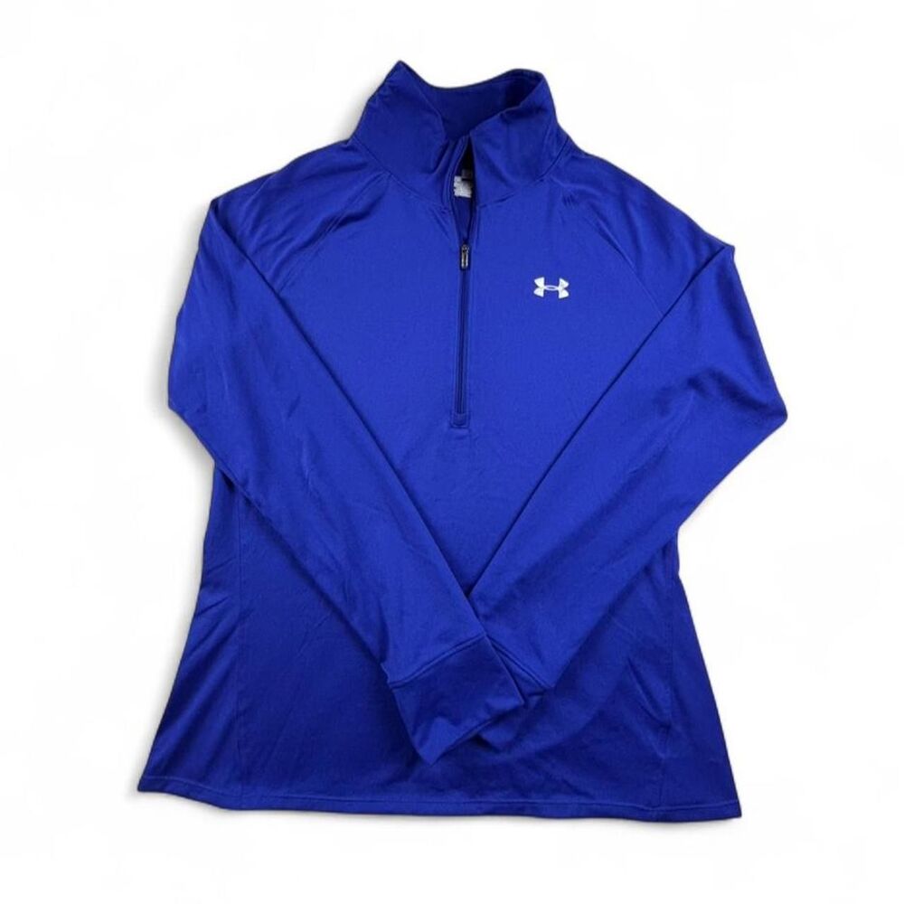 Under Armour Blue Quarter Zip Pullover Womens L Athletic Gym Lightweight Top